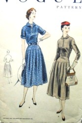 8484 1955 EZ 1 PC COLLAR DROP WST ZIP DRESS,BELT PATTERN 18 36''B
